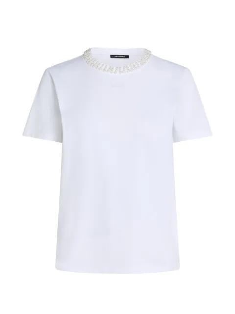 pearl-embellished T-shirt by KARL LAGERFELD