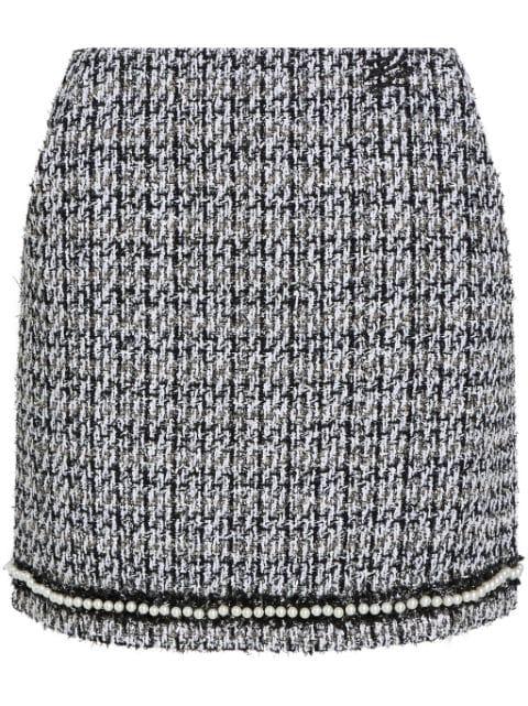 pearl-embellished bouclé mini skirt by KARL LAGERFELD