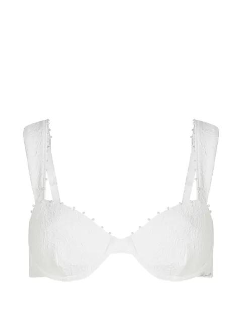 pearl-embellished underwired bikini top by KARL LAGERFELD