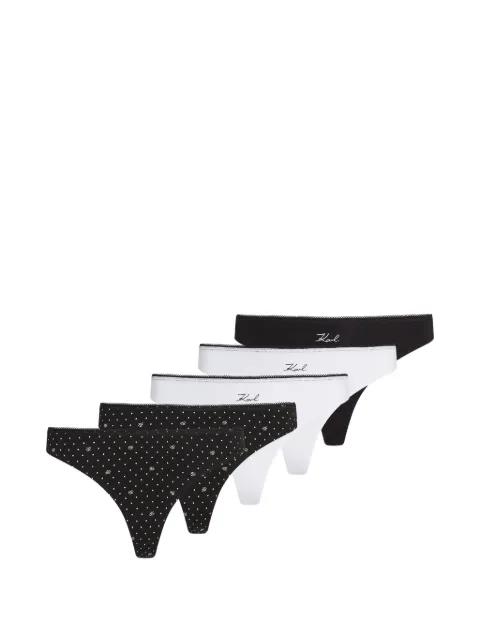 polka-dot logo-print cotton thongs (set of five) by KARL LAGERFELD