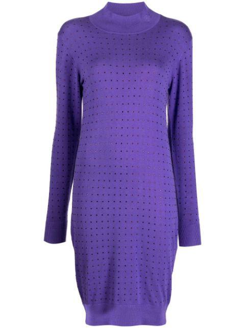 rhinestone-embellished open back dress by KARL LAGERFELD