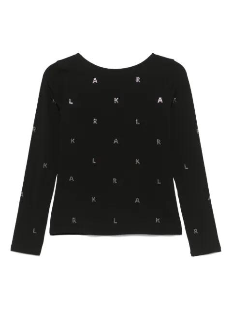 rhinestone-logo T-shirt by KARL LAGERFELD