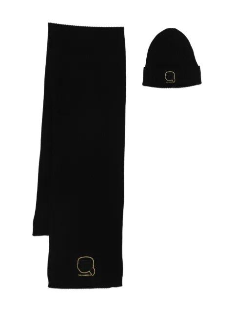 ribbed beanie scaf by KARL LAGERFELD