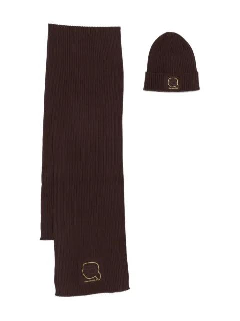 ribbed beanie scarf by KARL LAGERFELD