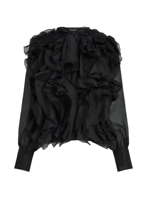 ruffled semi-sheer blouse by KARL LAGERFELD