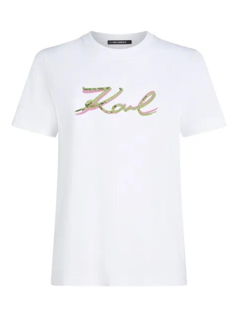 sequin-signature organic cotton T-shirt by KARL LAGERFELD