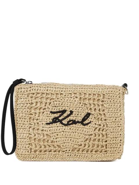 signature crochet pouch by KARL LAGERFELD