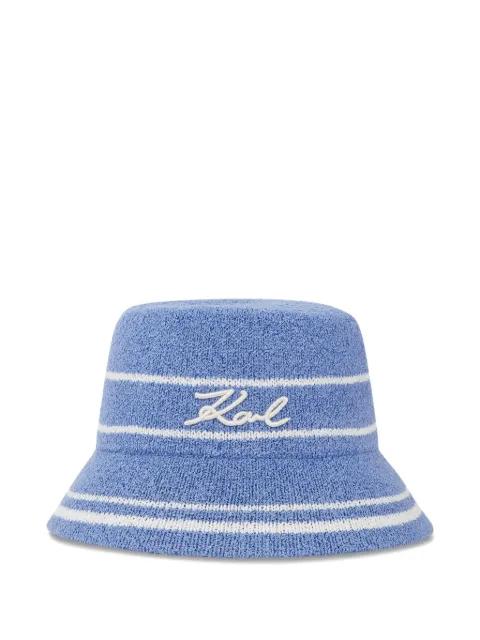 signature striped bucket hat by KARL LAGERFELD