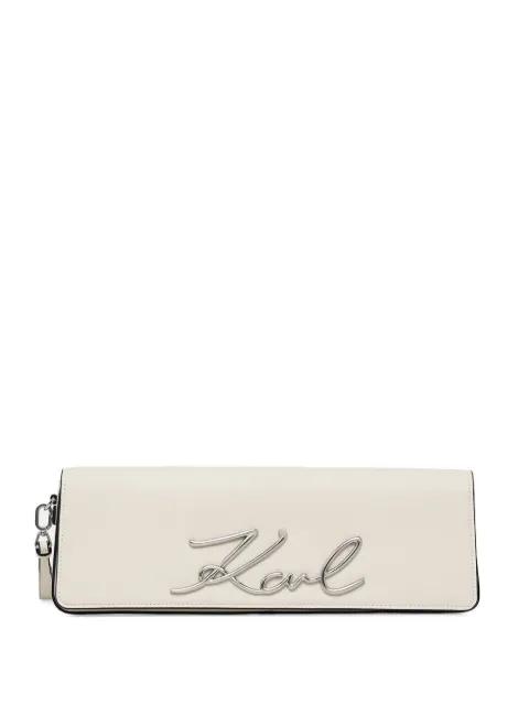 signature-wristlet clutch bag by KARL LAGERFELD