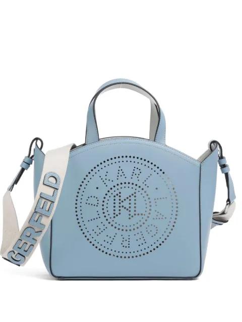 small K/Circle logo-perforated tote bag by KARL LAGERFELD