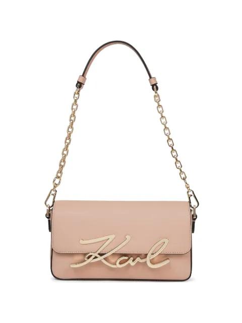 small K/Signature chain leather shoulder bag by KARL LAGERFELD