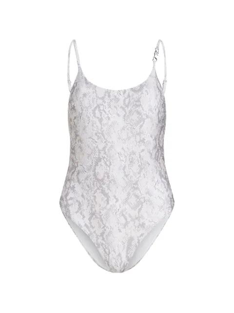snake-print scoop-neck swimsuit by KARL LAGERFELD