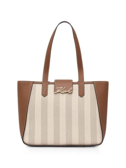 stripe-pattern logo-plaque tote bag by KARL LAGERFELD