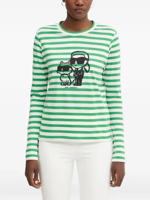 striped graphic-print top by KARL LAGERFELD
