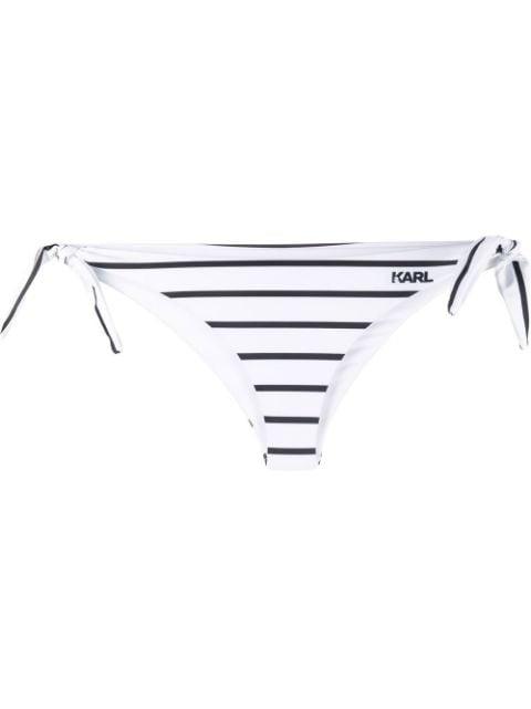 striped logo-print bikini bottoms by KARL LAGERFELD