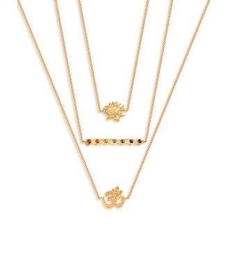 Aligned in Serenity Lotus OM Triple Layer Chakra Necklace by KARMA&LUCK