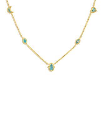 Peaceful Intentions Turquoise Multi-Symbol Gold Necklace by KARMA&LUCK