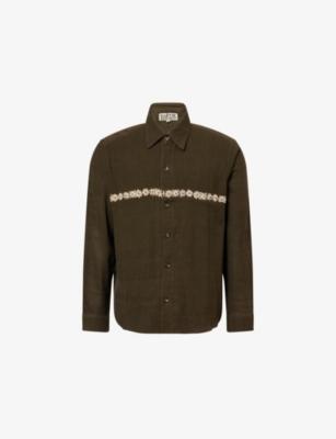 Double Layer Bead Embroidered Cotton Shirt by KARTIK RESEARCH