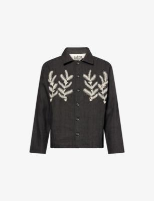 Floral Motif Embroidered Linen-Wool Jacket by KARTIK RESEARCH