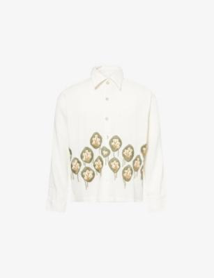 Hand-Embroidered Box Cotton Shirt by KARTIK RESEARCH