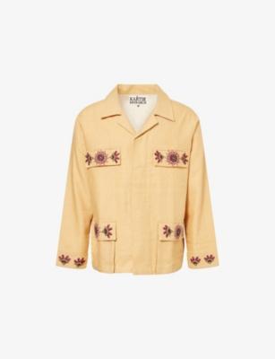 Jaisalmer Bead-Embroidered Linen Jacket by KARTIK RESEARCH