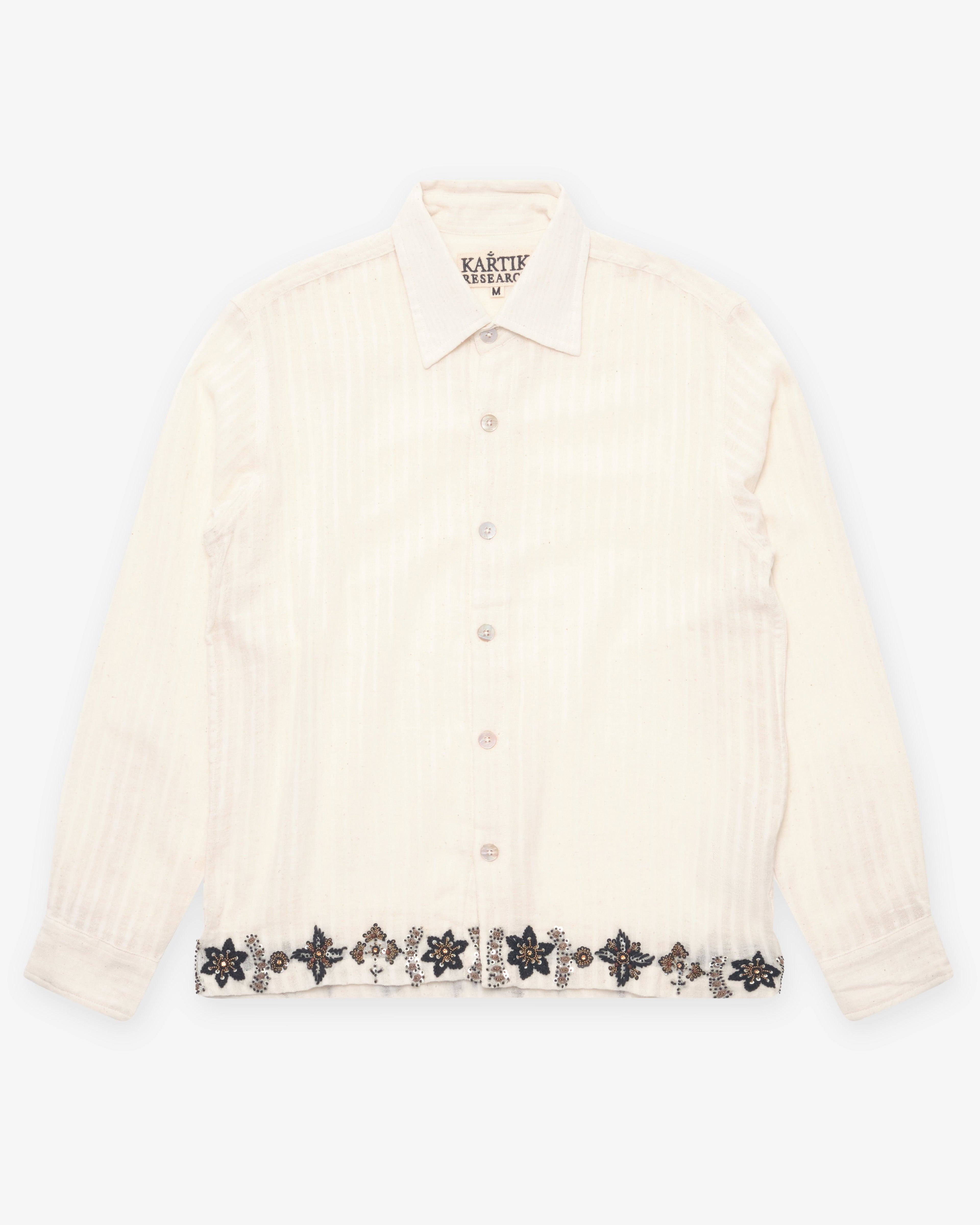 Kartik Research - Men's Camp Shirt - (White/Black/Gold) by KARTIK RESEARCH