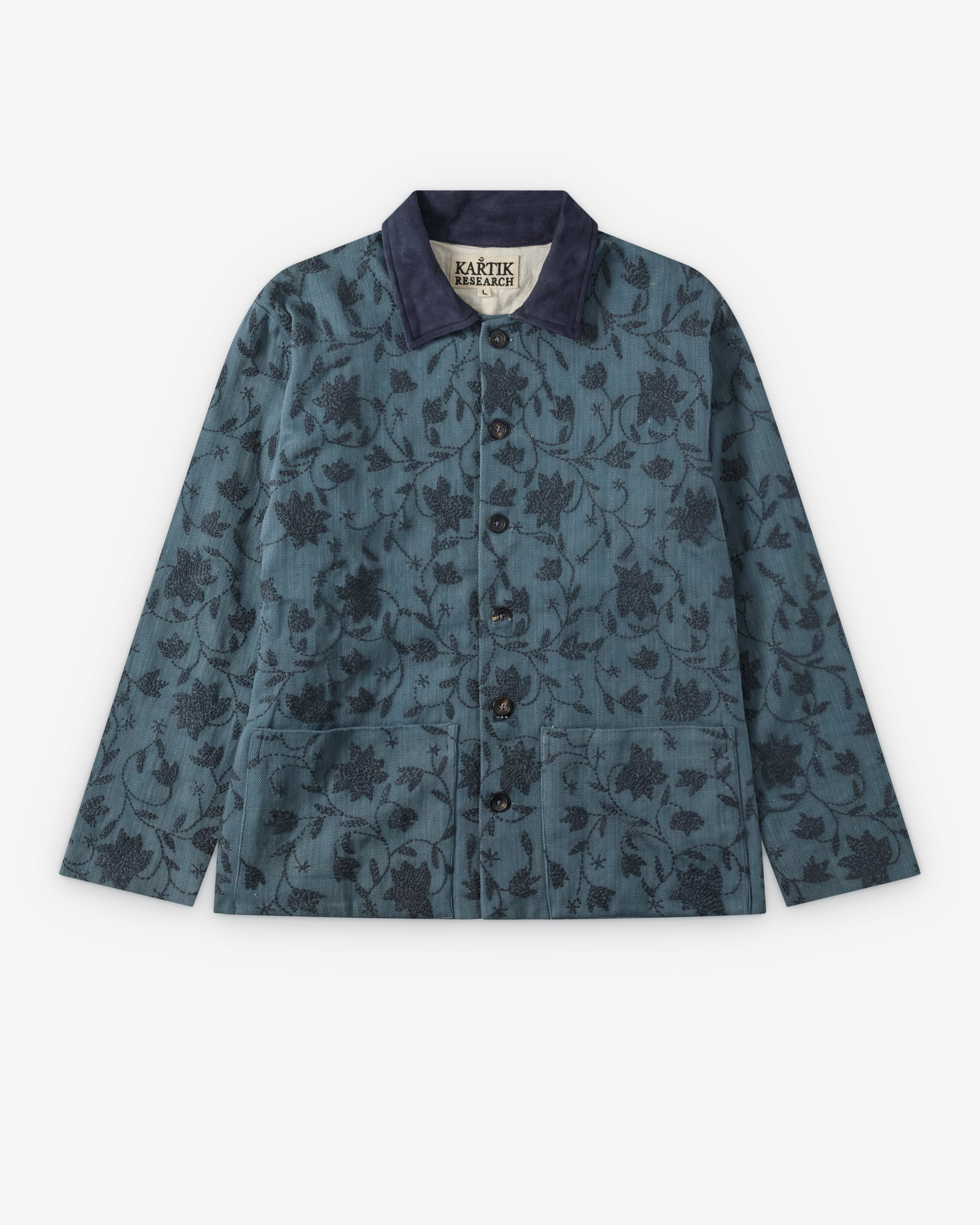 Kartik Research - Men's Cotton Chore Coat - (Blue) by KARTIK RESEARCH