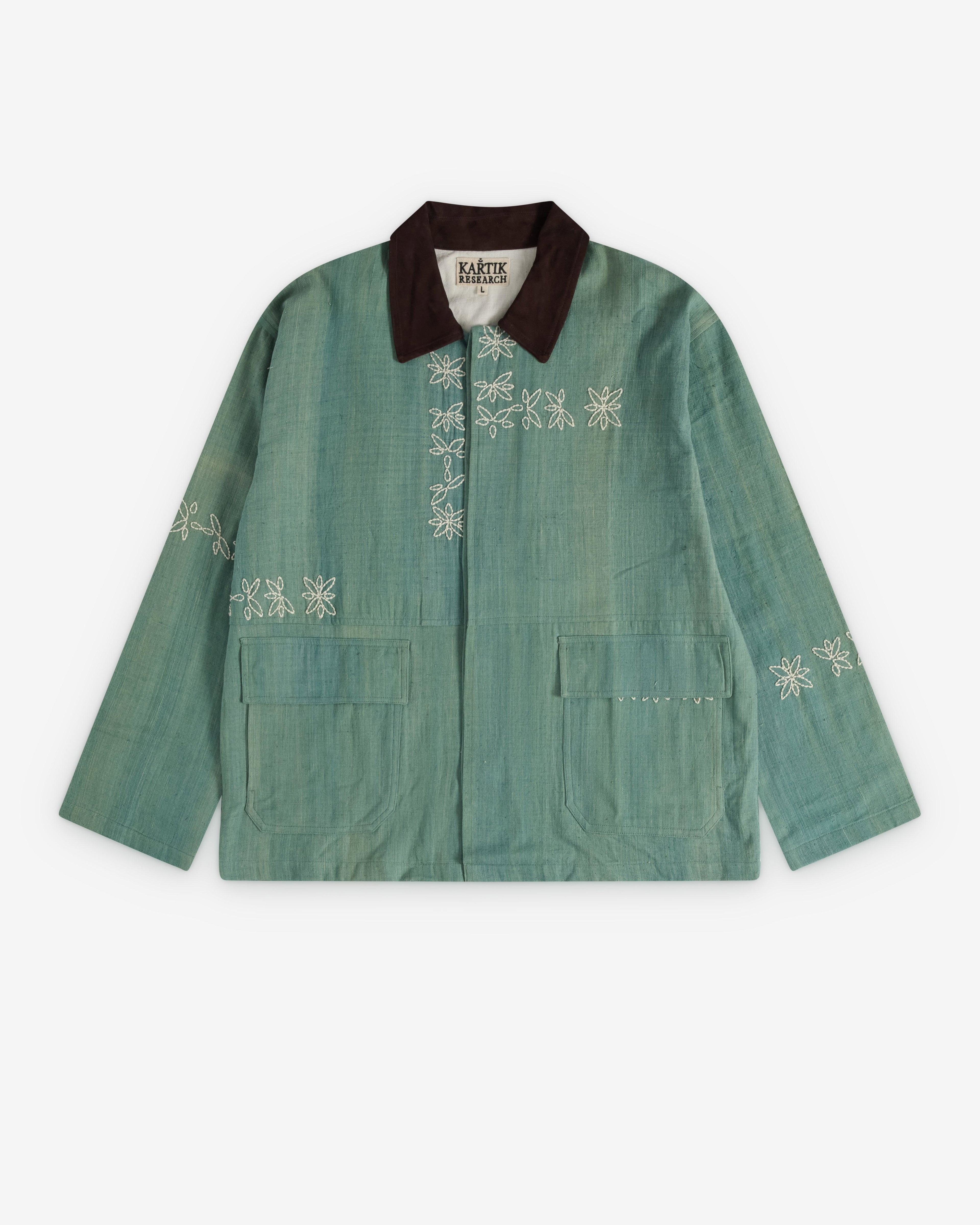 Kartik Research - Men's Cotton Twill Patchwork Jodhpur Jacket - (Green) by KARTIK RESEARCH
