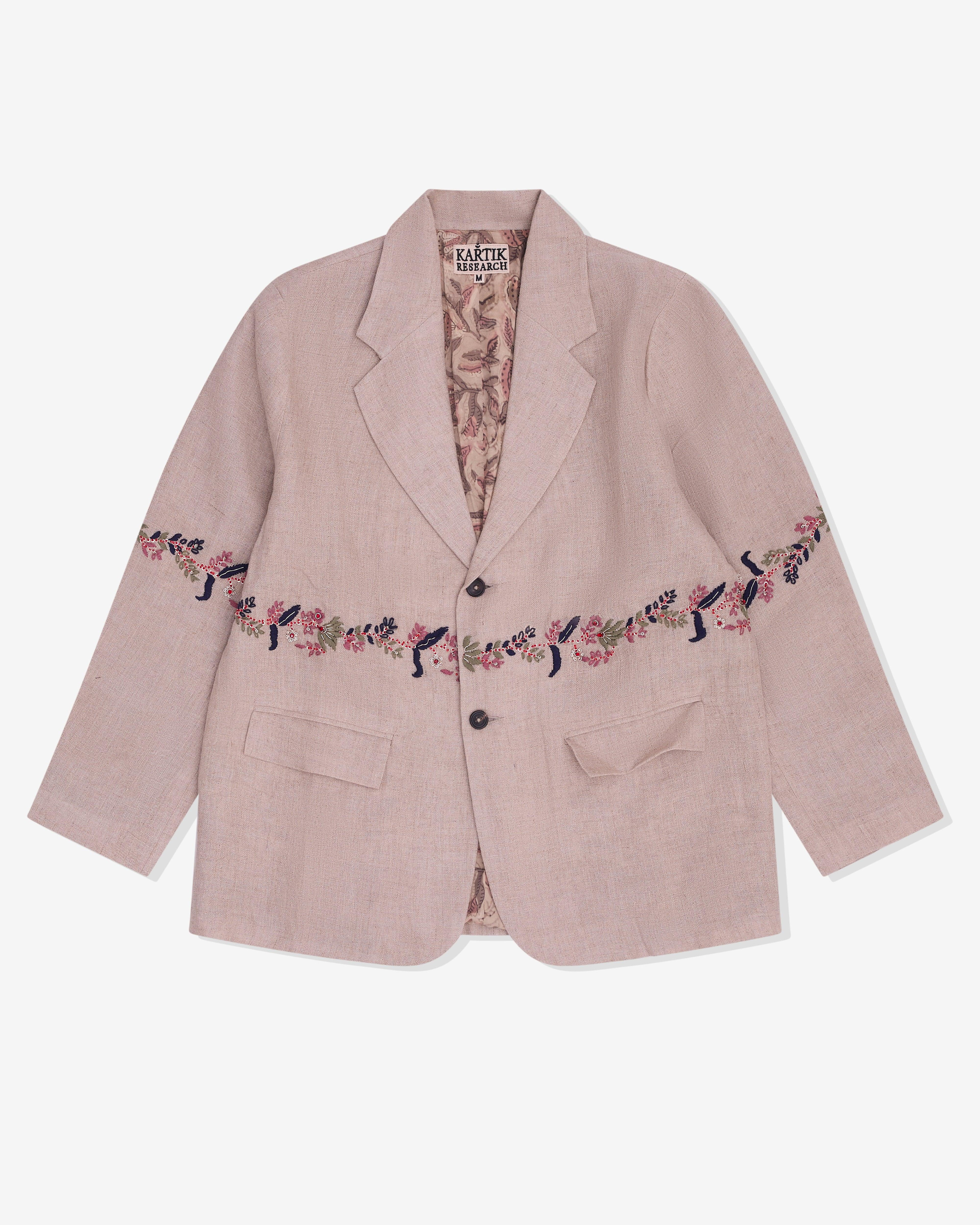 Kartik Research - Men’s Hand Embroidered Blazer  - (Cream) by KARTIK RESEARCH
