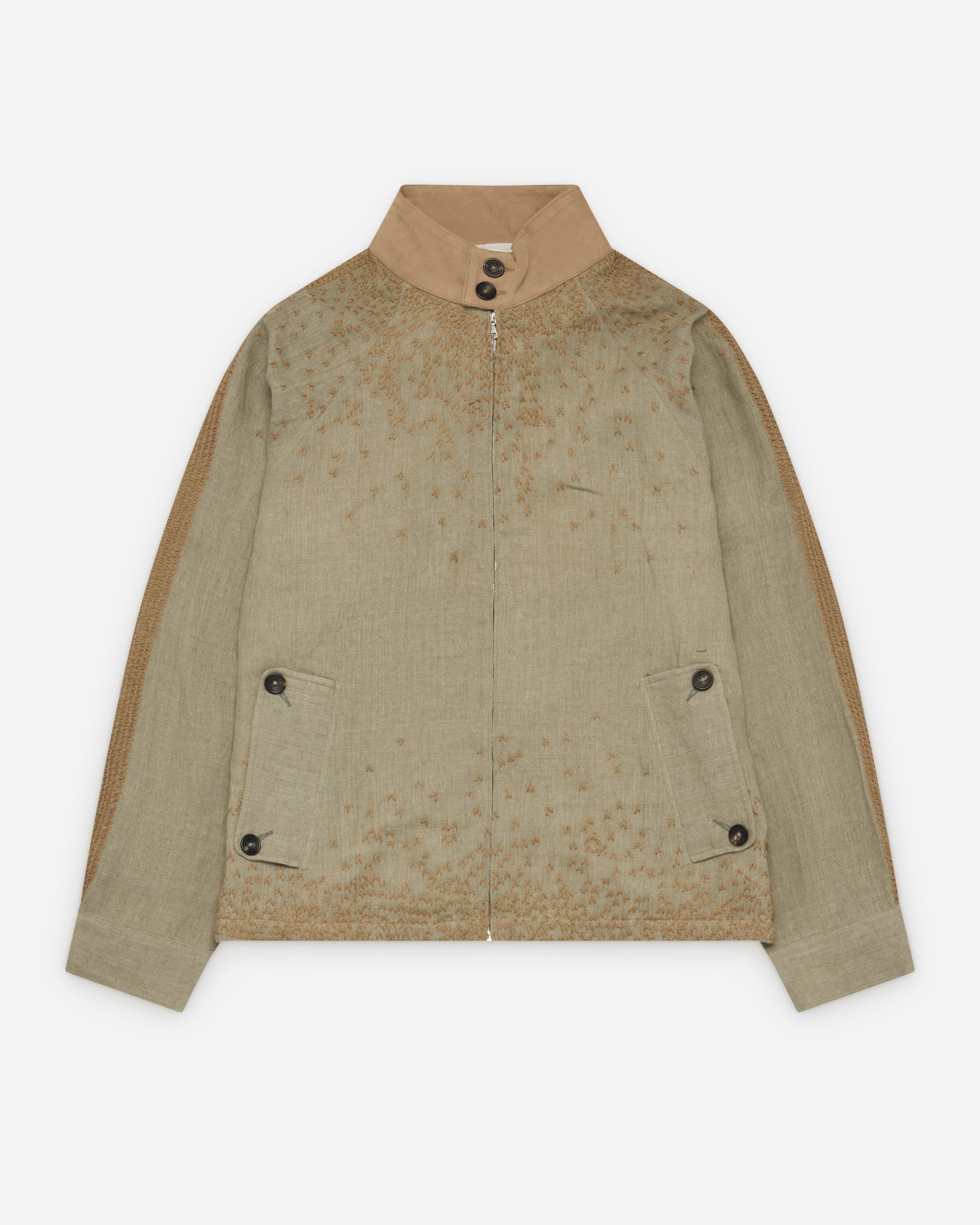 Kartik Research - Men's Harrington Jacket - (Pista/Beige) by KARTIK RESEARCH
