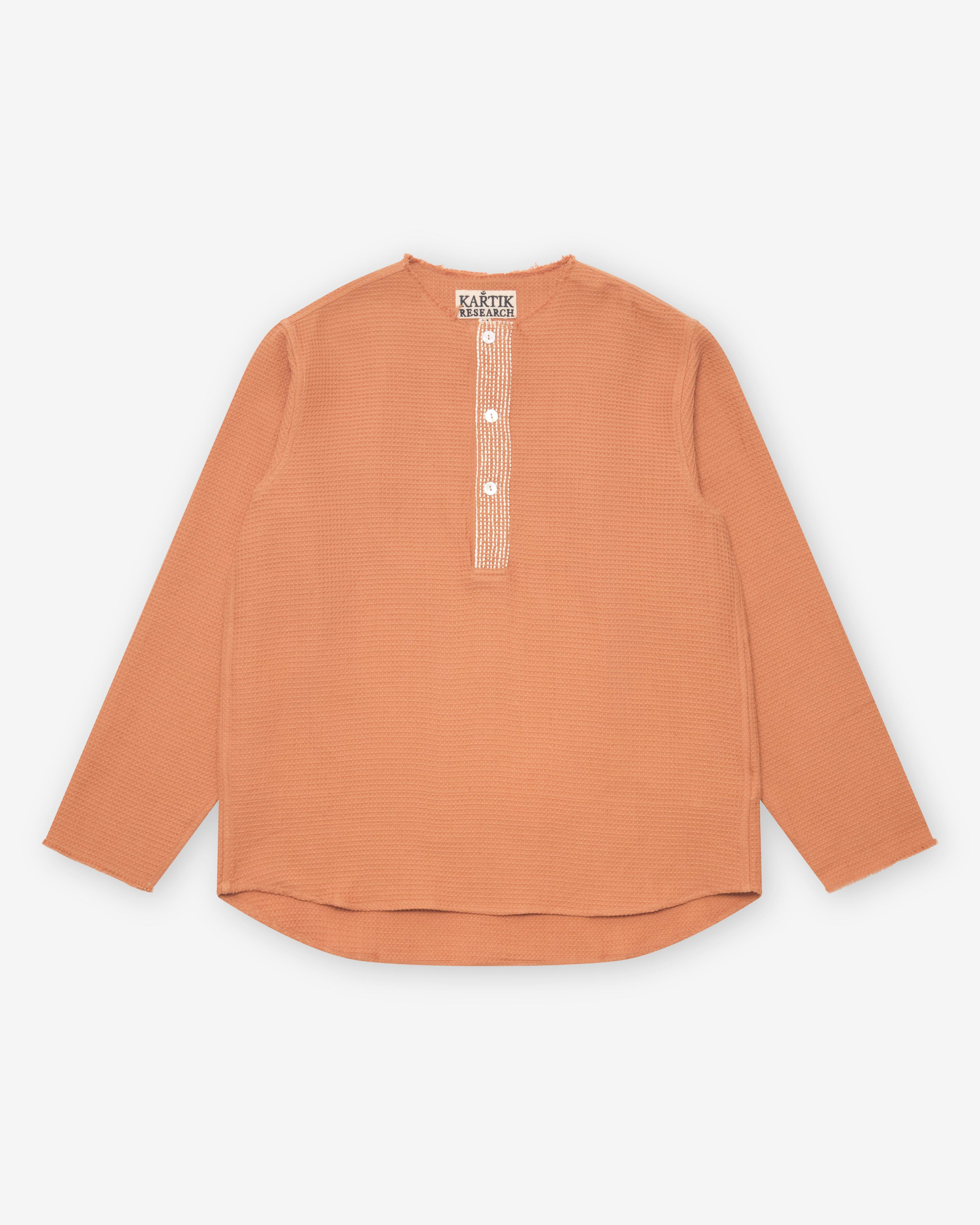 Kartik Research - Men's Kurta Shirt - (Rust/Ecru) by KARTIK RESEARCH