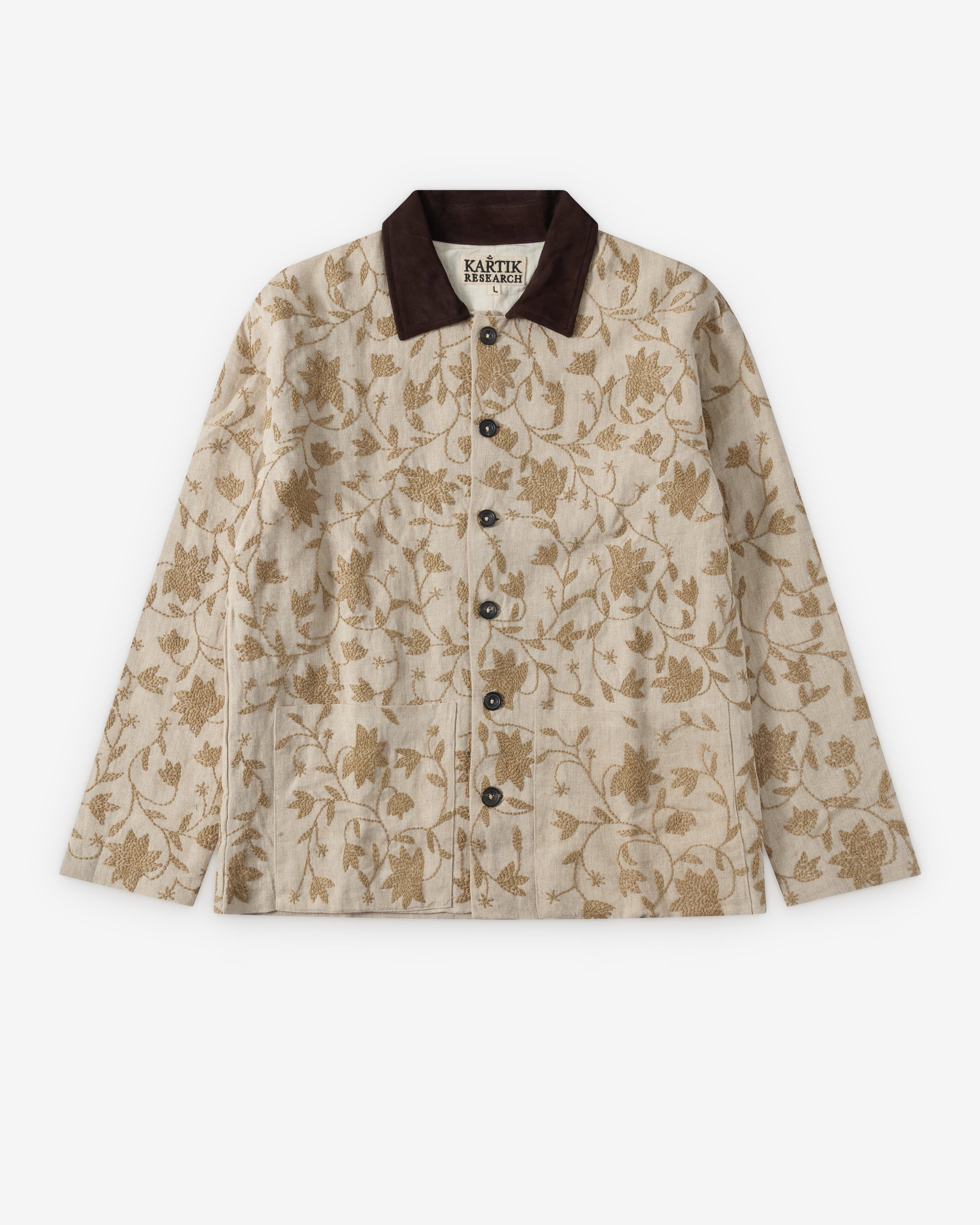 Kartik Research - Men's Linen Chore Coat - (Cream) by KARTIK RESEARCH