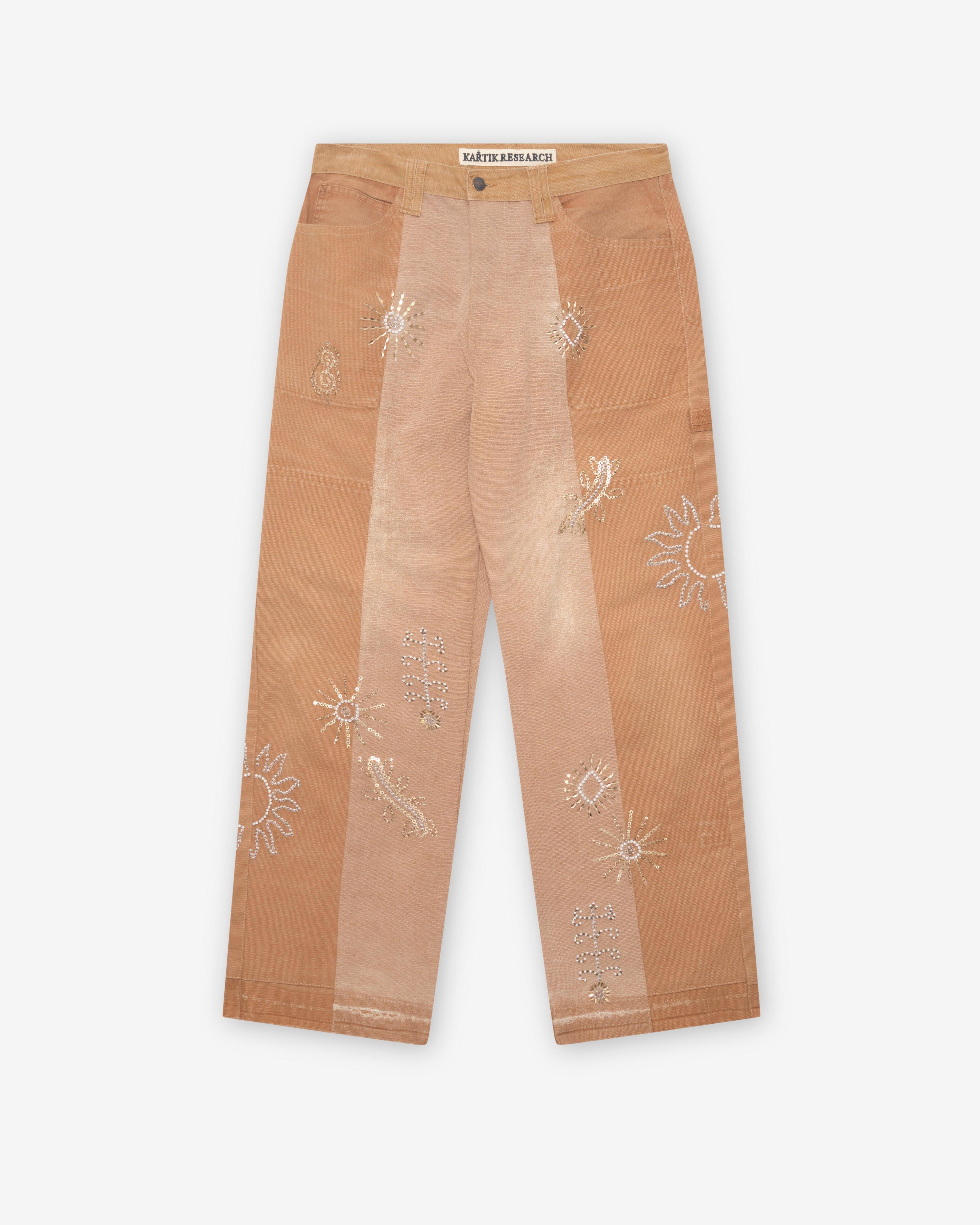 Kartik Research - Men's Zardozi Work Pant - (Beige/Gold) by KARTIK RESEARCH