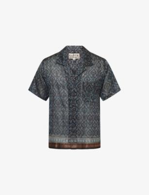 Pattern Camp-Collar Silk Shirt by KARTIK RESEARCH