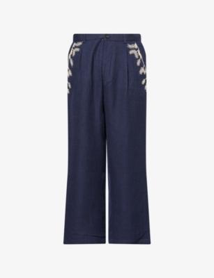 Pleat Embroidered Wool Trousers by KARTIK RESEARCH