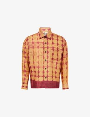 Shibori Patterned Long-Sleeve Silk Shirt by KARTIK RESEARCH