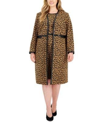 Plus Size Animal-Print Topper Coat & Sheath Dress by KASPER