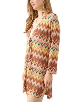 Women's Chevron-Knit Tie-Front Cardigan by KASPER