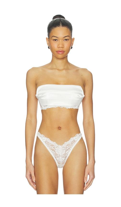 KAT THE LABEL Sasha Bandeau Bra in White by KAT THE LABEL