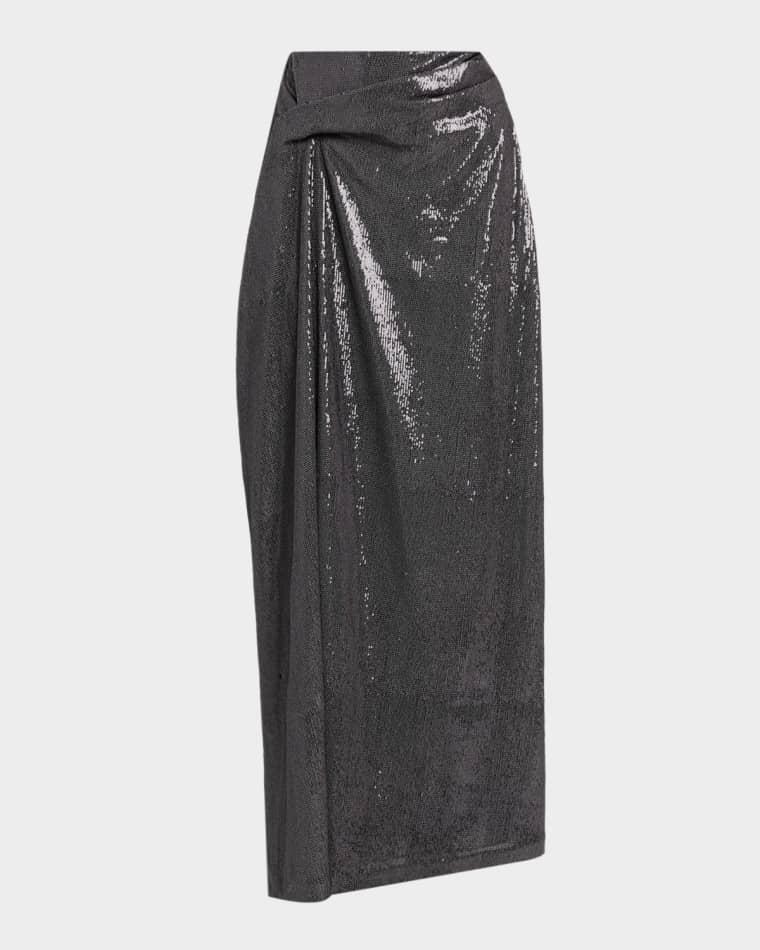Draped Sequin Maxi Skirt by KATE BARTON