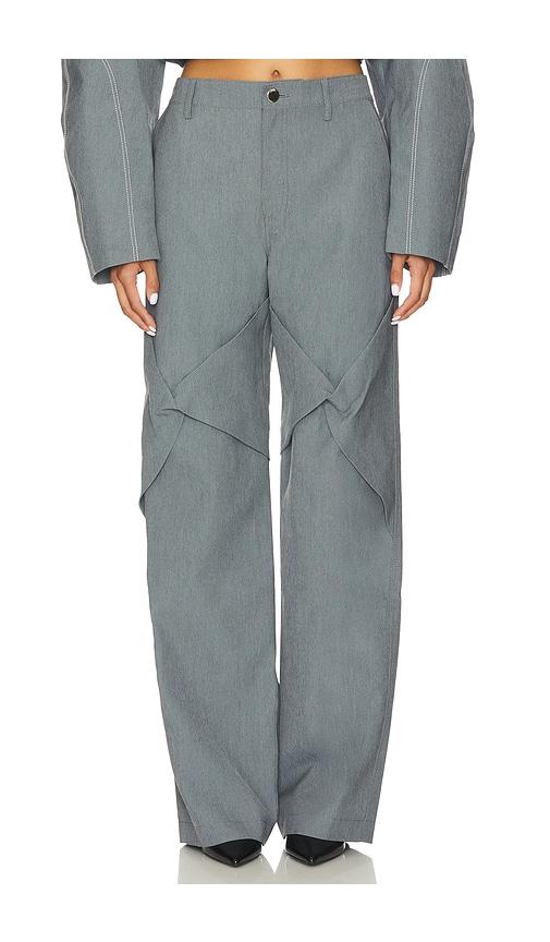 Kate Barton Draped Specialty Denim Trouser in Blue by KATE BARTON