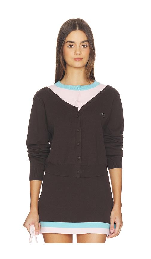 Kate Barton Illusion Layered Cardigan in Chocolate by KATE BARTON