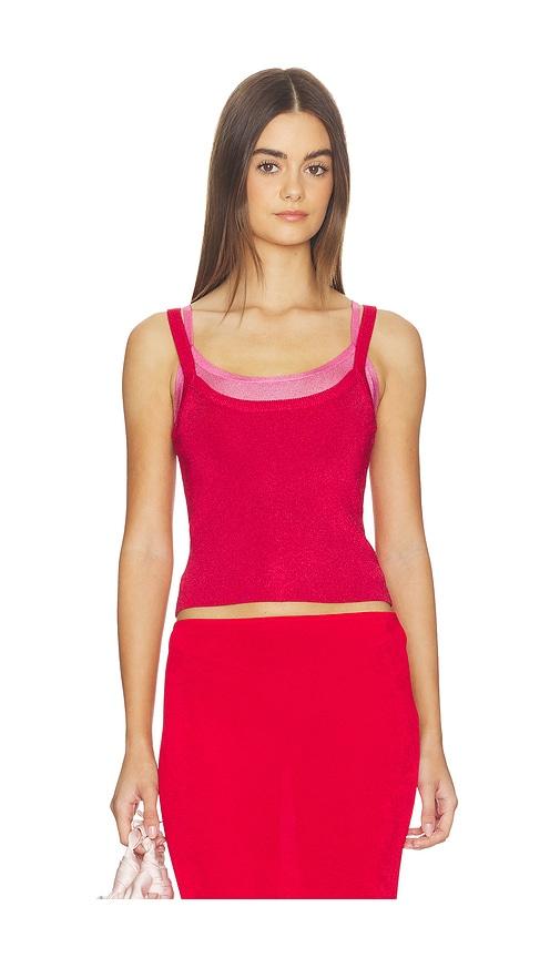 Kate Barton Kb Layered Tank Top in Red,Fuchsia by KATE BARTON
