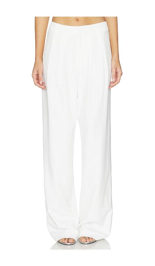 Kate Barton Wool Cotton Pleat Trouser in Ivory by KATE BARTON