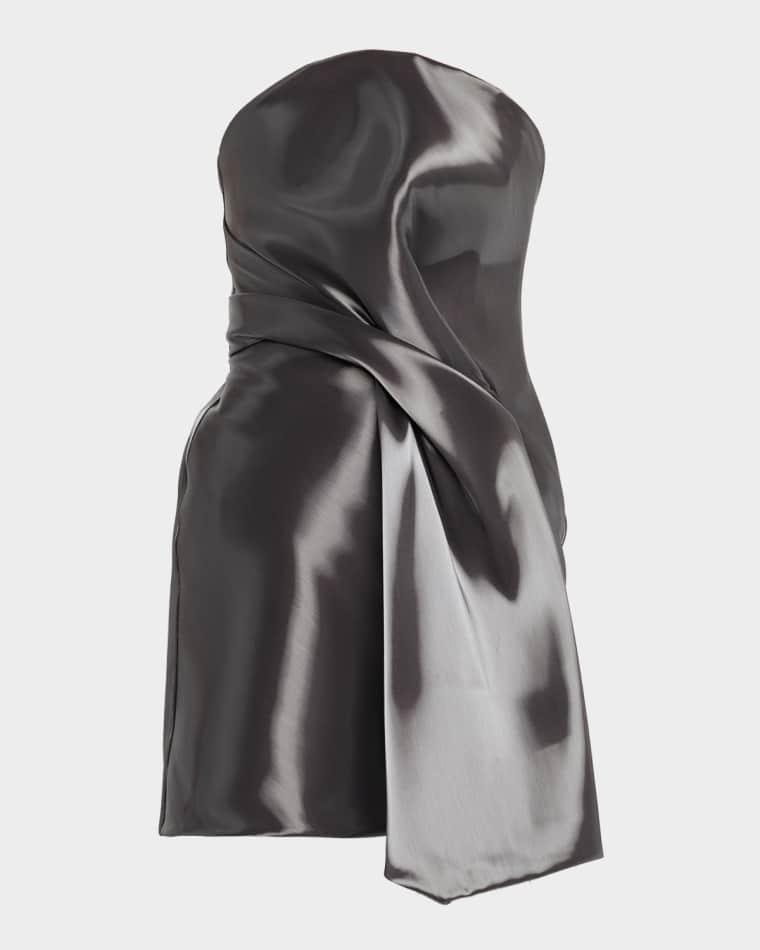 Kate Strapless Draped Liquid-Effect Mini Dress by KATE BARTON