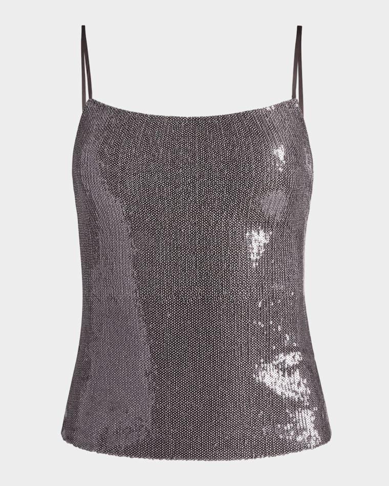 Scoop-Neck Sequin Tank by KATE BARTON