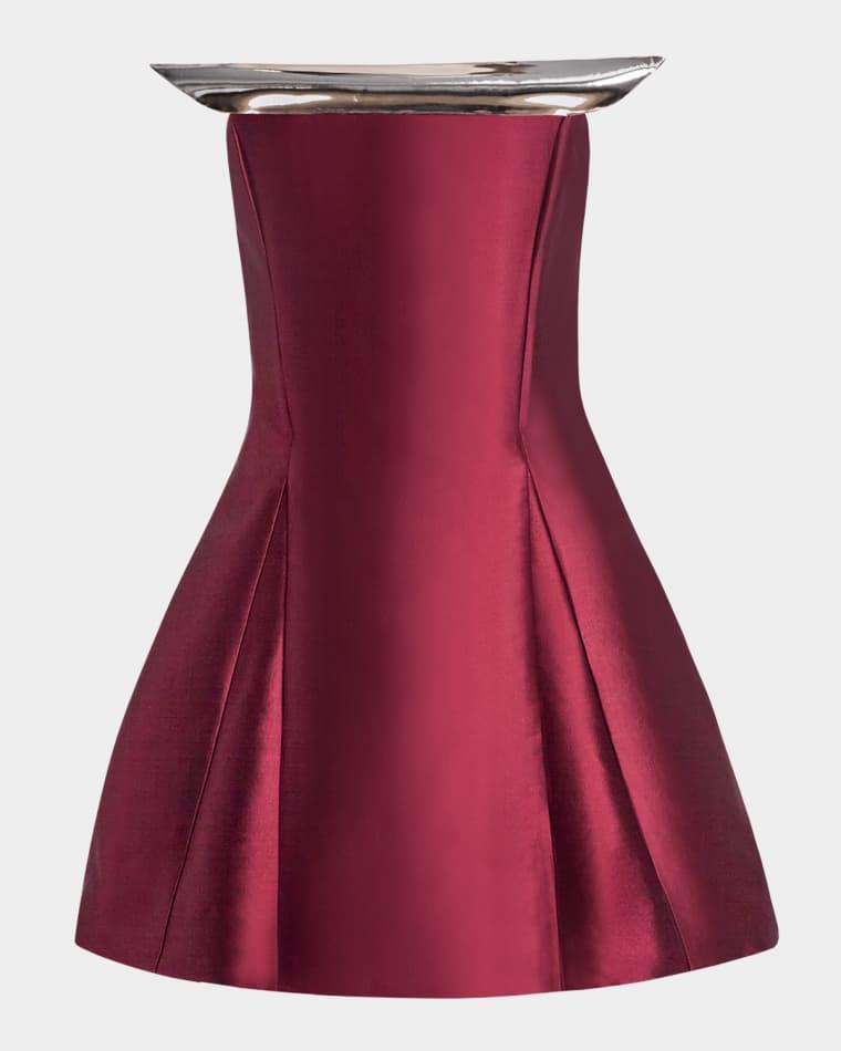 Strapless Sculptural Fit-&-Flare Mini Dress by KATE BARTON