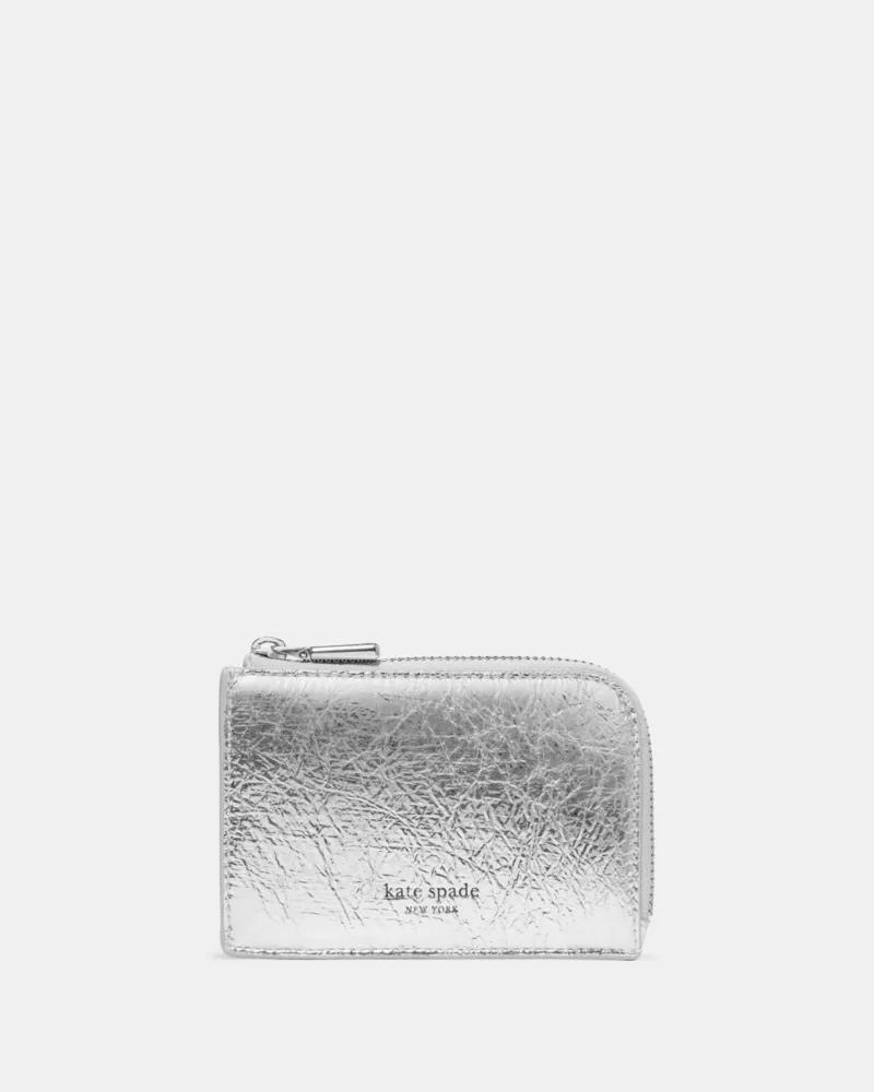 Crinkle Metallic Mini Zip Card Case by KATE SPADE NEW YORK