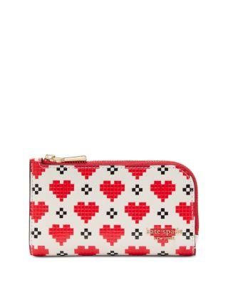 Devin Pixel Hearts Embossed Leather Wallet by KATE SPADE NEW YORK