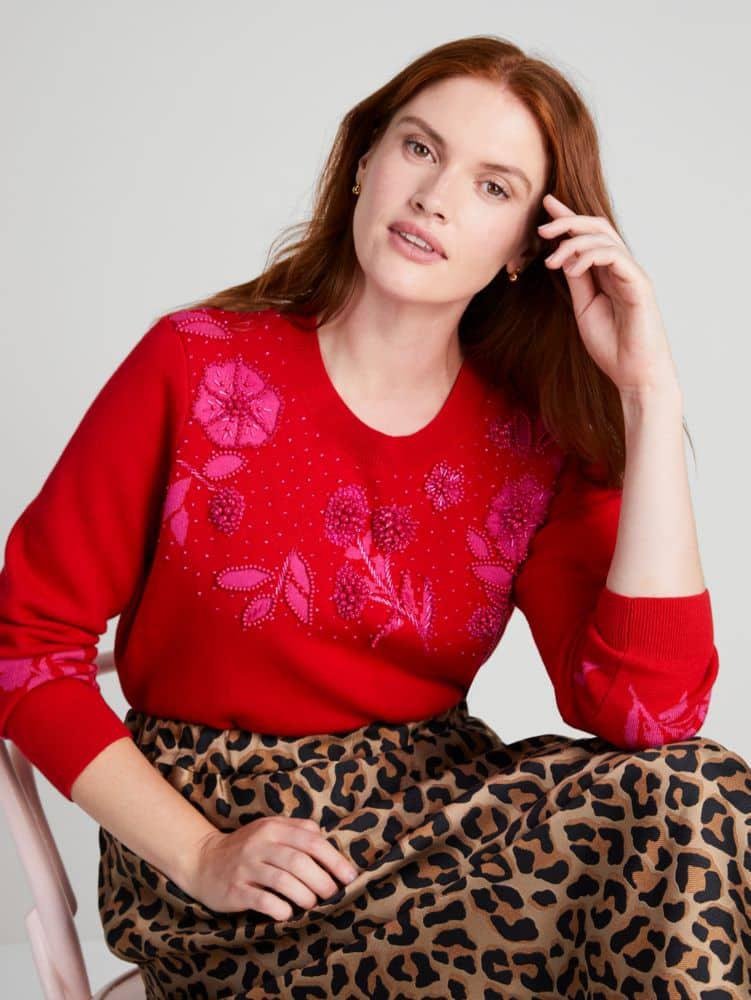 Embellished Floral Sweater by KATE SPADE NEW YORK